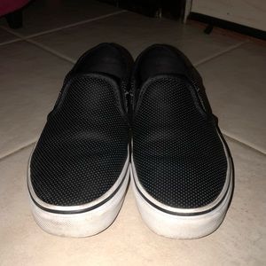 BLACK LEATHER SLIP ON VANS